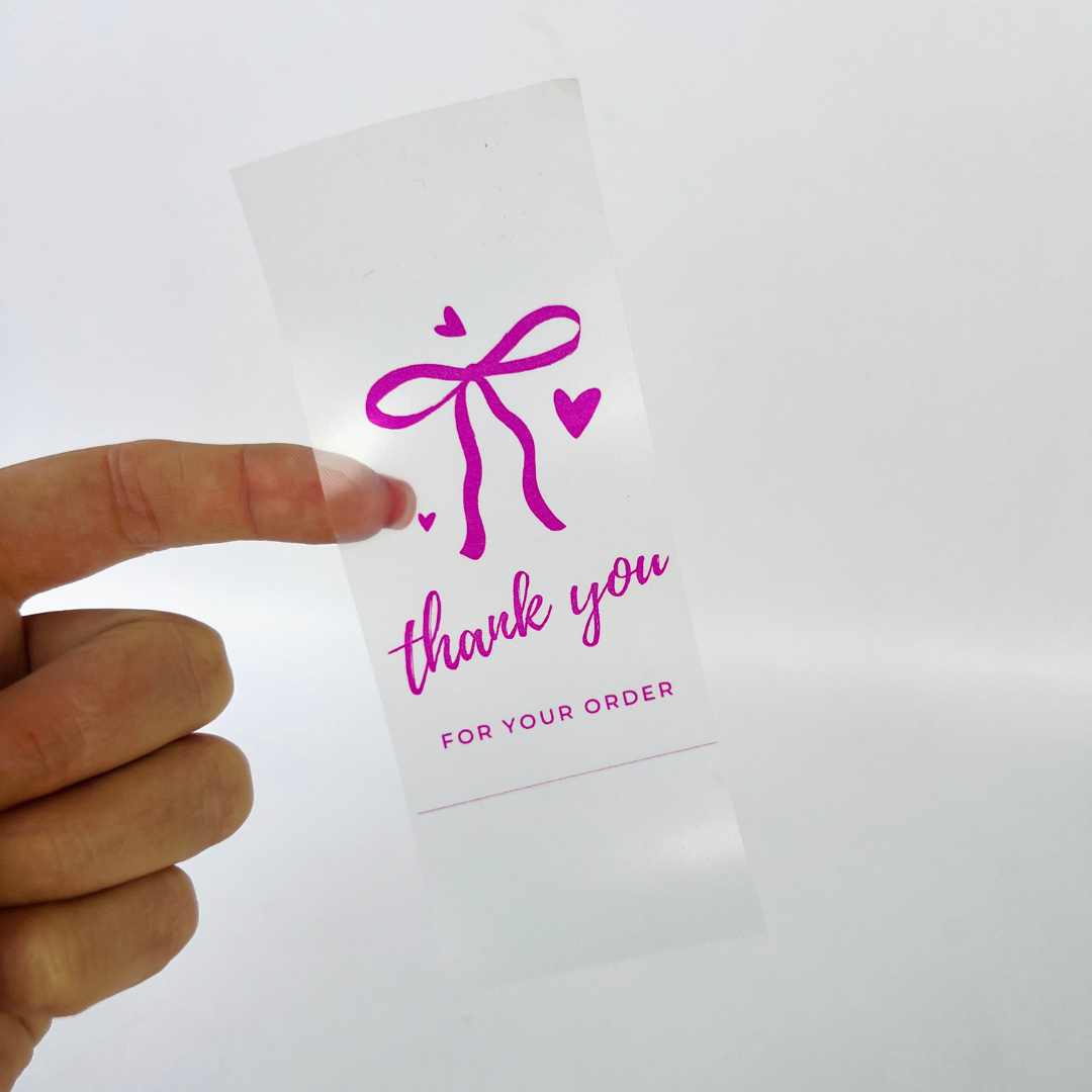 1x Pink Colour Transparent Label - 3.5m per roll