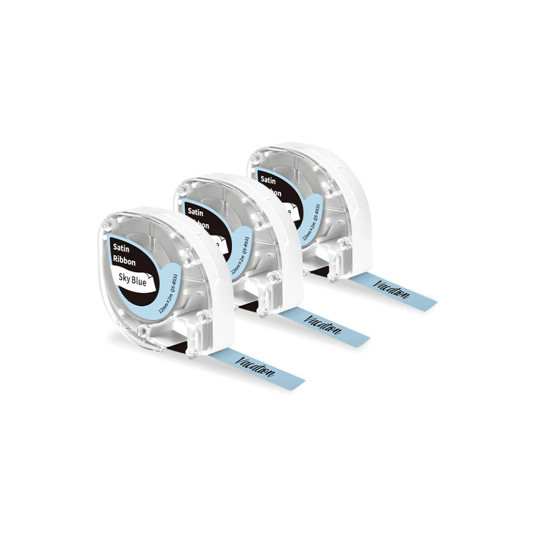 3x Blue & Black Satin Ribbon - 2m per roll