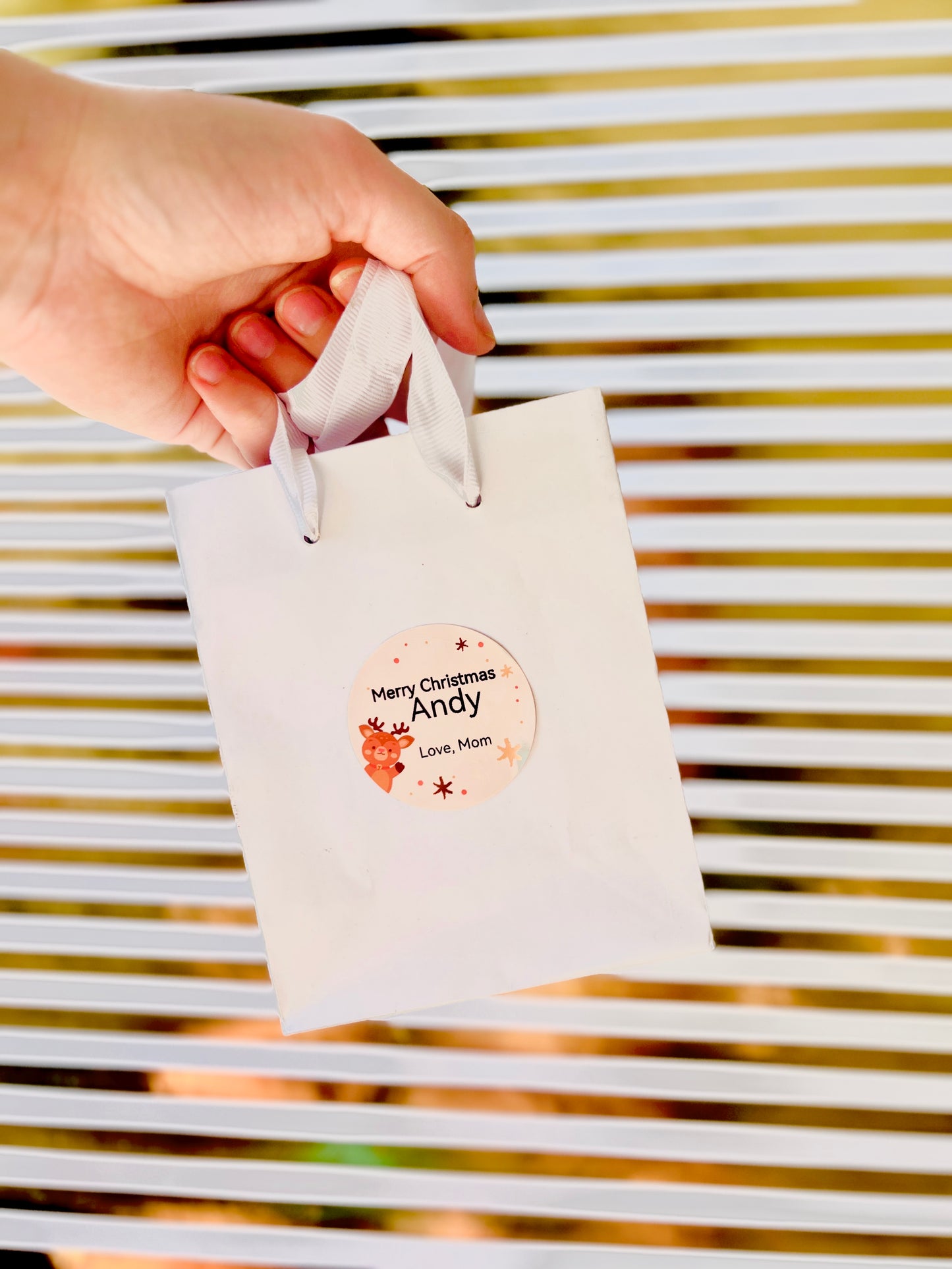 Round Reindeer Christmas Labels - 50*50mm 140 per roll ✨