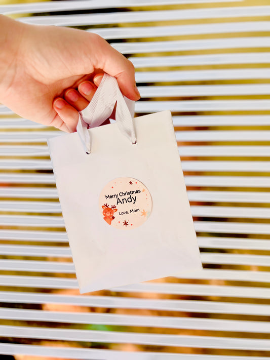 Round Reindeer Christmas Labels - 50*50mm 140 per roll ✨