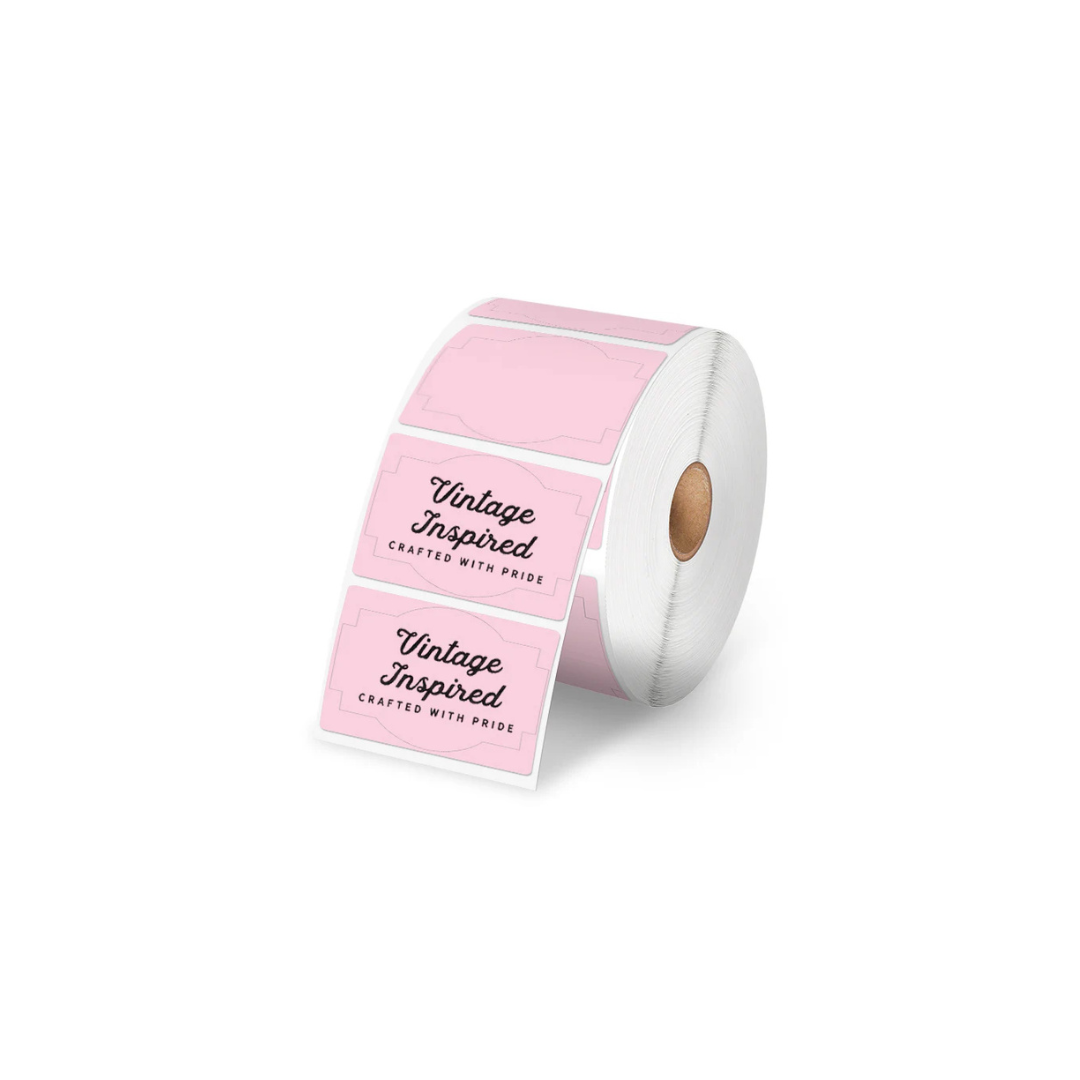 Pink Vintage Straight Labels - 500 per roll