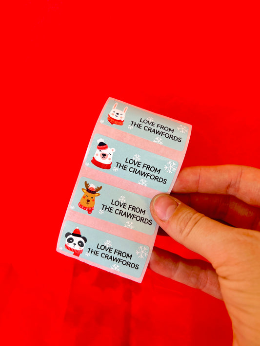 Small Rectangular Snow Christmas labels - 50*20mm 320 per roll ❄️