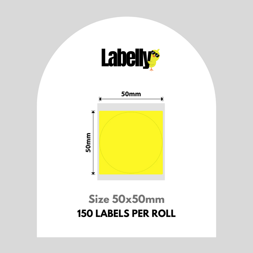 Large Yellow Round Labels - 50*50mm 150 per roll – Labelly