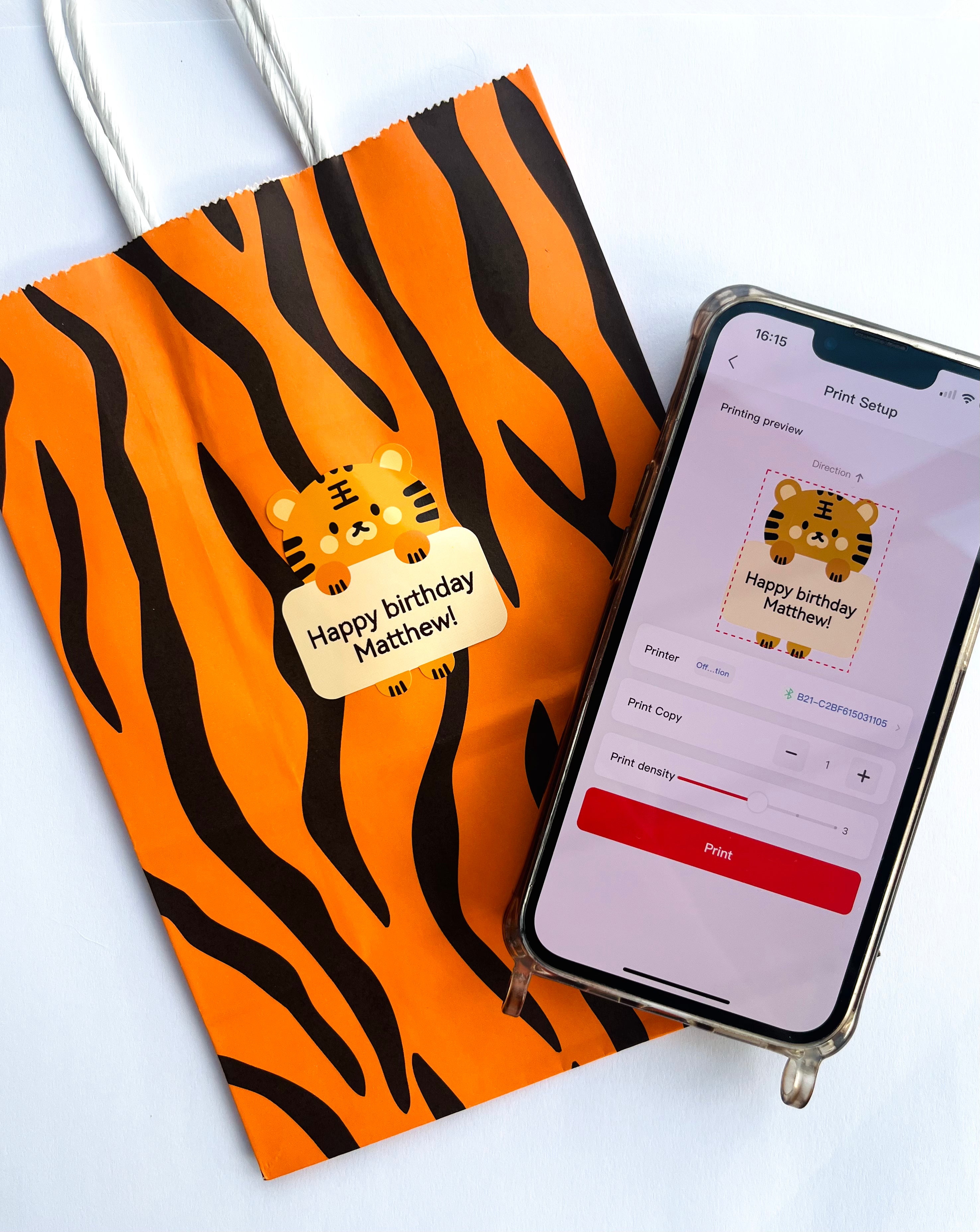 Large Cute Tiger Labels - 50*60mm 120 per roll 🐯 – Labelly