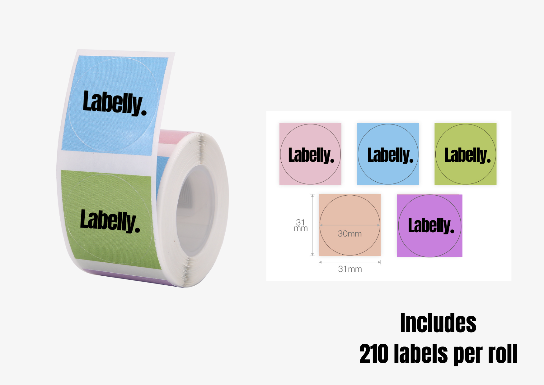 Multi-Coloured Round Labels - 210 per roll 🍉🎾🍇🥏🍋 – Labelly