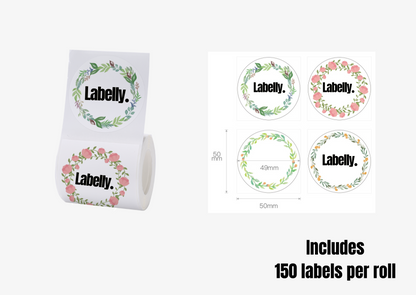 Large Flower Themed Round Labels - 150 per roll 🌿