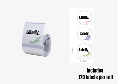 Flower Themed Transparent Round Labels - 170 per roll ⎚